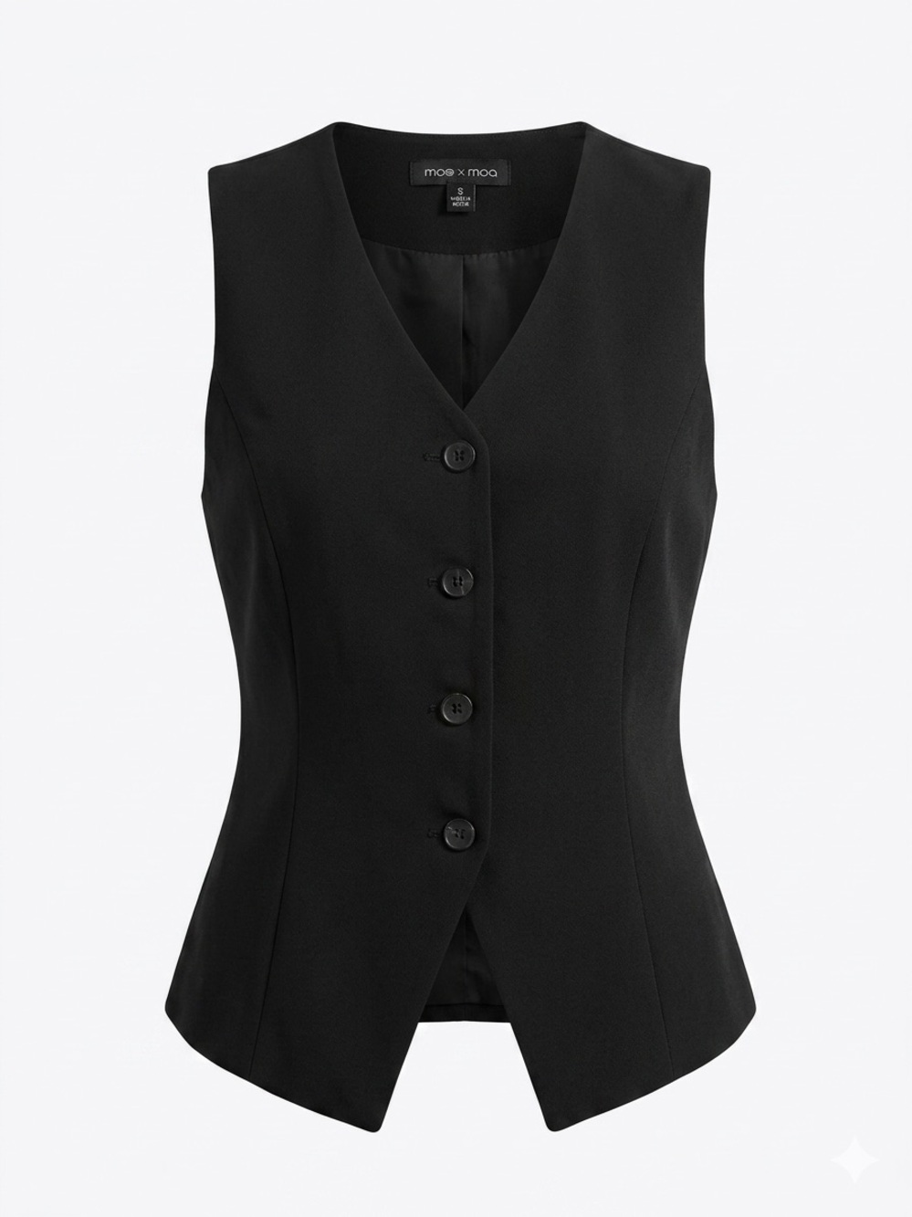 Moa Moa  Black Tailored Button-Front Vest